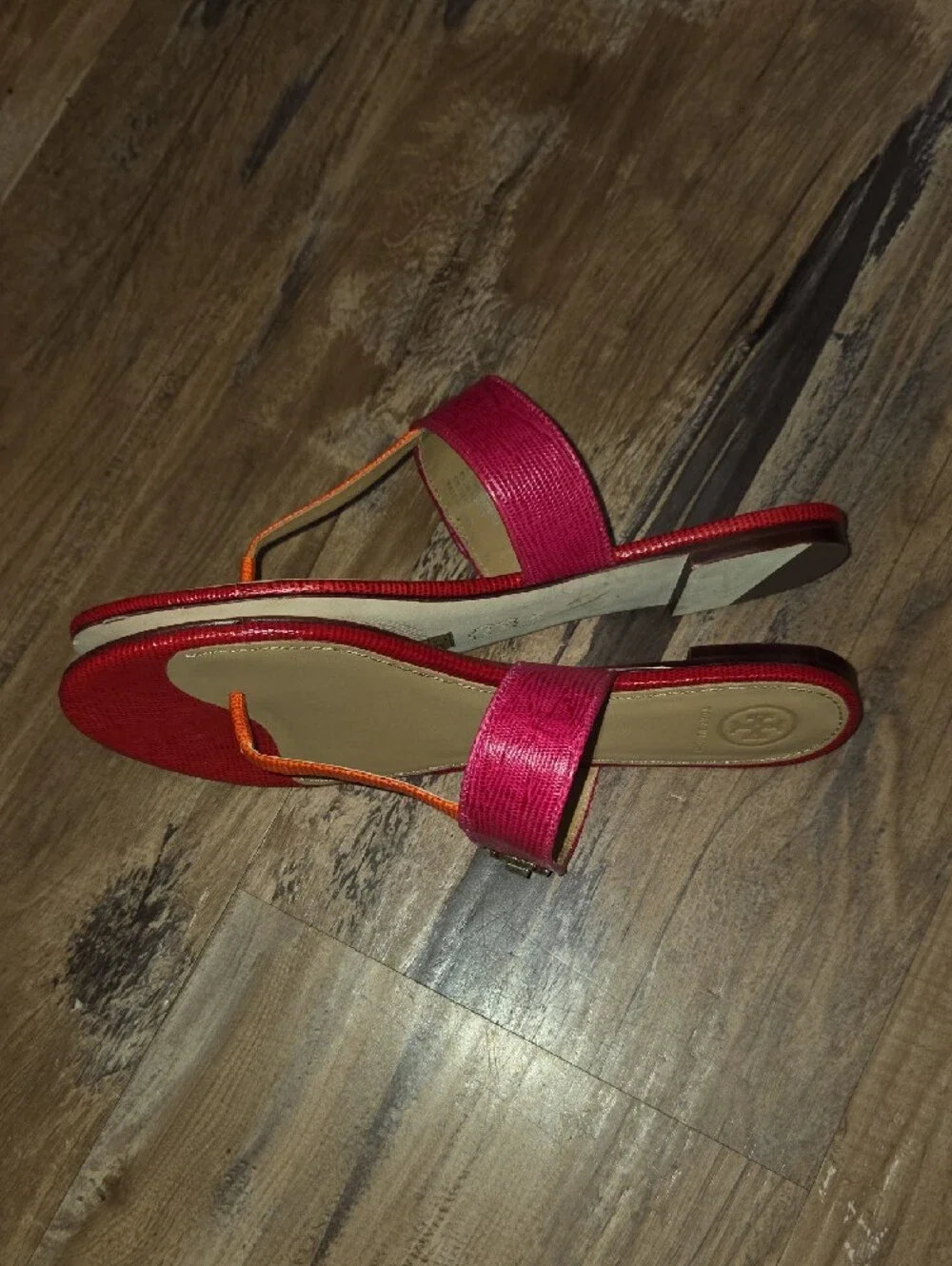 Tory Burch Pink & Orange Logo Thong Sandal